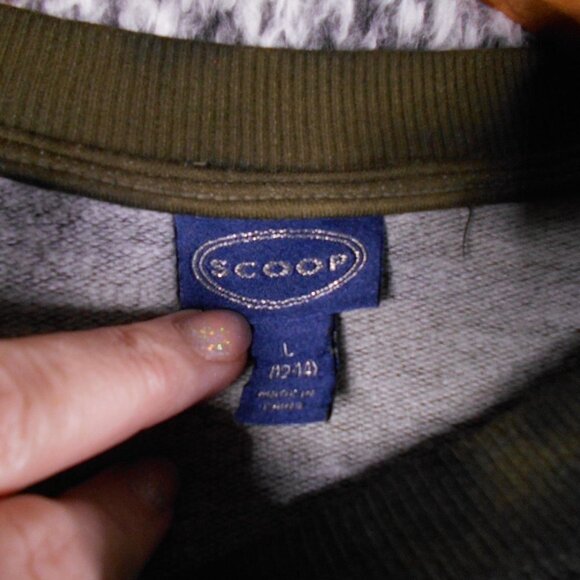 SCOOP Animal Print Sweatshirt Tiger Print Green and Black Fleece Size Large - Picture 2 of 10